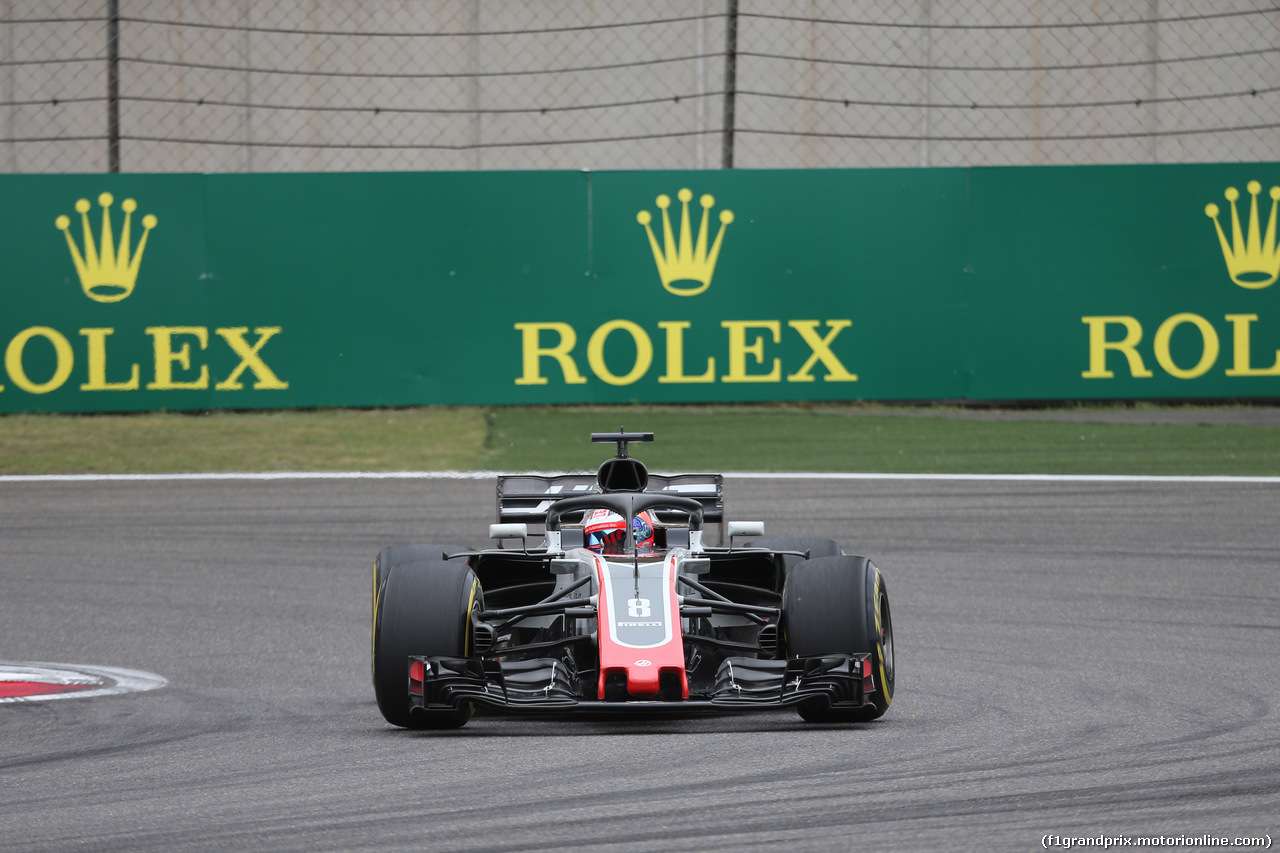 GP CINA, 13.04.2018- Prove Libere 1, Romain Grosjean (FRA) Haas F1 Team VF-18