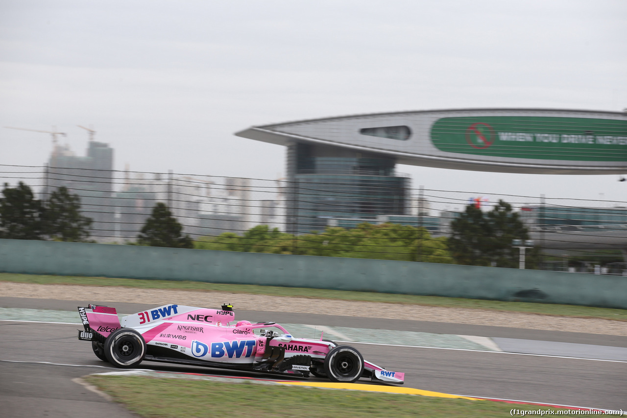 GP CINA, 13.04.2018- Prove Libere 1, Esteban Ocon (FRA) Sahara Force India F1 VJM11