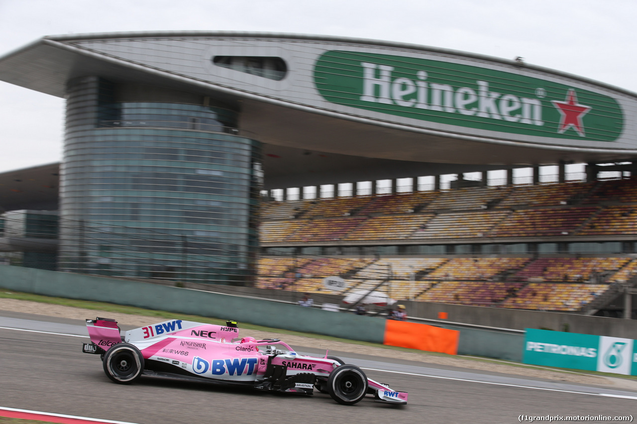 GP CINA, 13.04.2018- Prove Libere 1, Esteban Ocon (FRA) Sahara Force India F1 VJM11