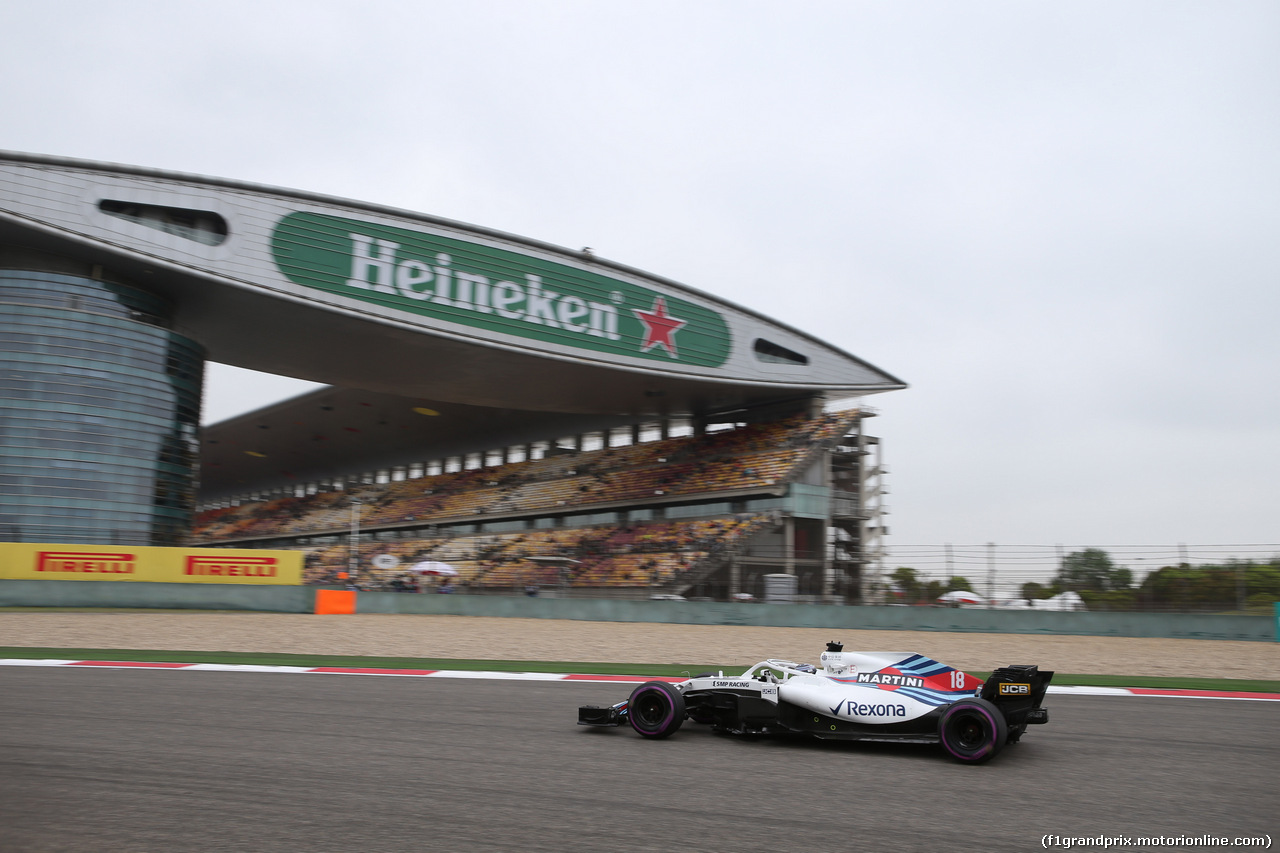 GP CINA, 13.04.2018- Prove Libere 2, Lance Stroll (CDN) Williams FW41