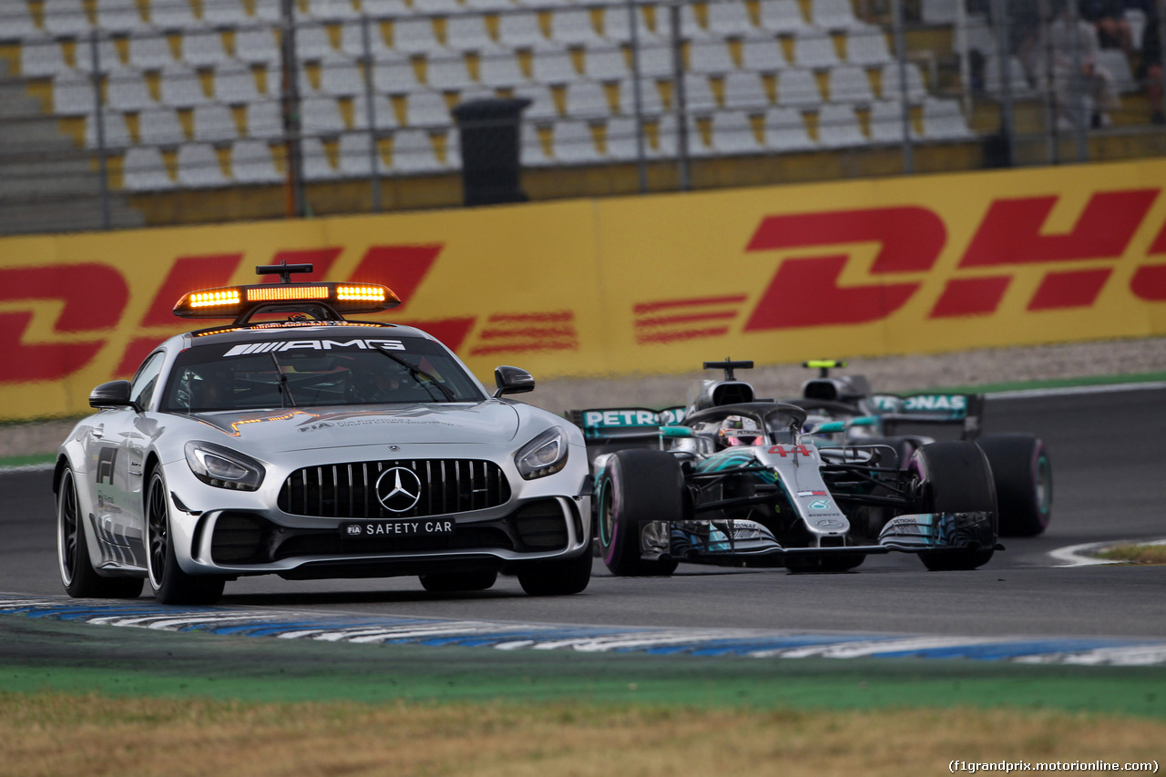 GP GERMANIA, 22.07.2018 - Gara, Safety car, Lewis Hamilton (GBR) Mercedes AMG F1 W09 e Valtteri Bottas (FIN) Mercedes AMG F1 W09