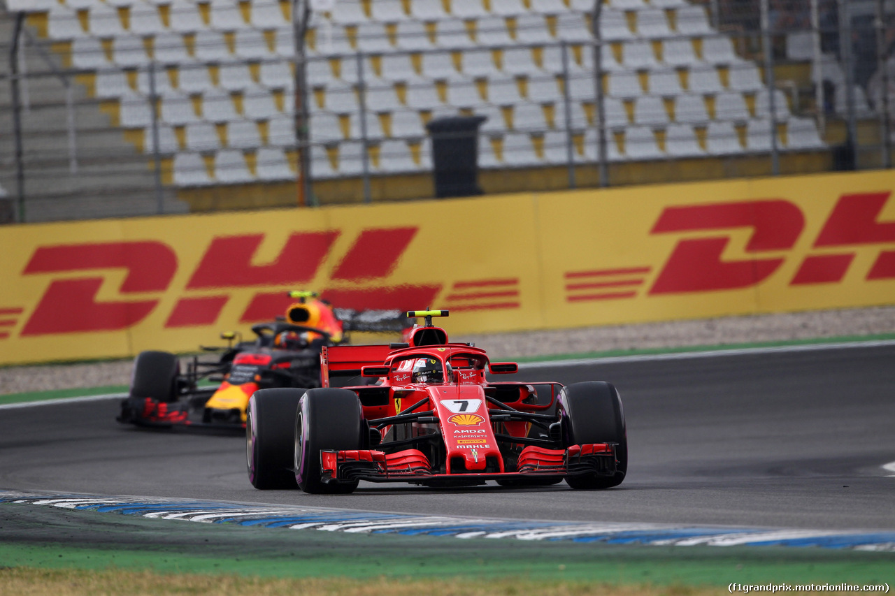 GP GERMANIA, 22.07.2018 - Gara, Kimi Raikkonen (FIN) Ferrari SF71H e Max Verstappen (NED) Red Bull Racing RB14