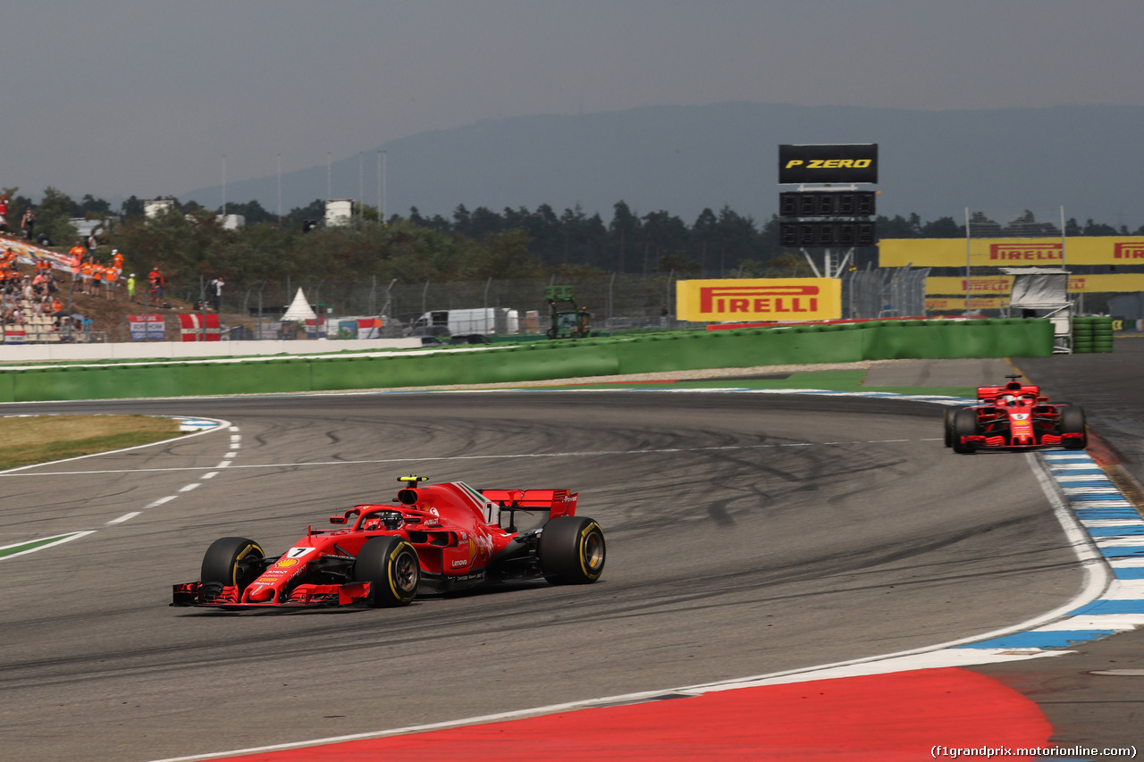 GP GERMANIA, 22.07.2018 - Gara, Kimi Raikkonen (FIN) Ferrari SF71H e Sebastian Vettel (GER) Ferrari SF71H