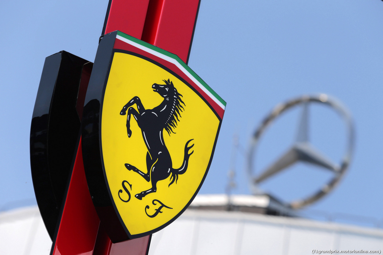 GP GERMANIA, 19.07.2018 - Ferrari e Mercedes logos