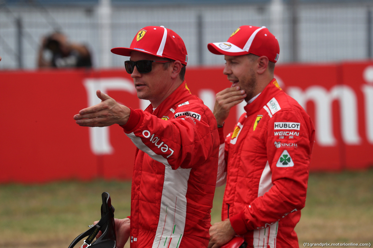 GP GERMANIA, 21.07.2018 - Qualifiche, 3rd place Kimi Raikkonen (FIN) Ferrari SF71H e Sebastian Vettel (GER) Ferrari SF71H pole position