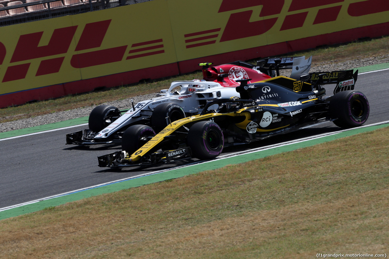 GP GERMANIA, 20.07.2018 - Prove Libere 1, Charles Leclerc (MON) Sauber C37 e Nico Hulkenberg (GER) Renault Sport F1 Team RS18
