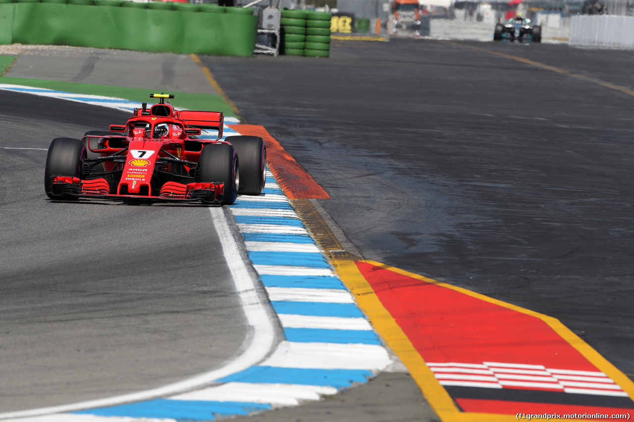 GP GERMANIA, 20.07.2018 - Prove Libere 2, Kimi Raikkonen (FIN) Ferrari SF71H e Valtteri Bottas (FIN) Mercedes AMG F1 W09
