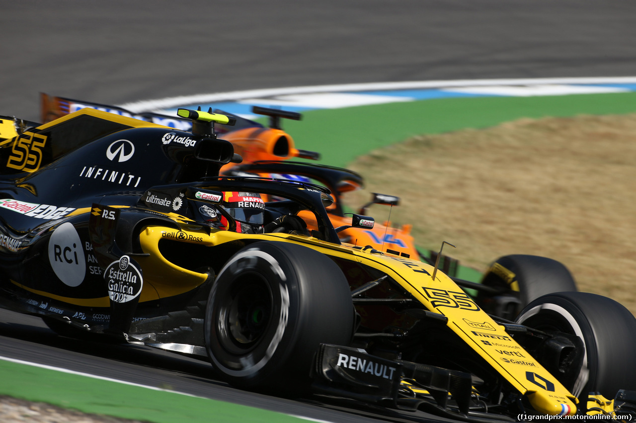 GP GERMANIA, 20.07.2018 - Prove Libere 2, Carlos Sainz Jr (ESP) Renault Sport F1 Team RS18 e Fernando Alonso (ESP) McLaren MCL33