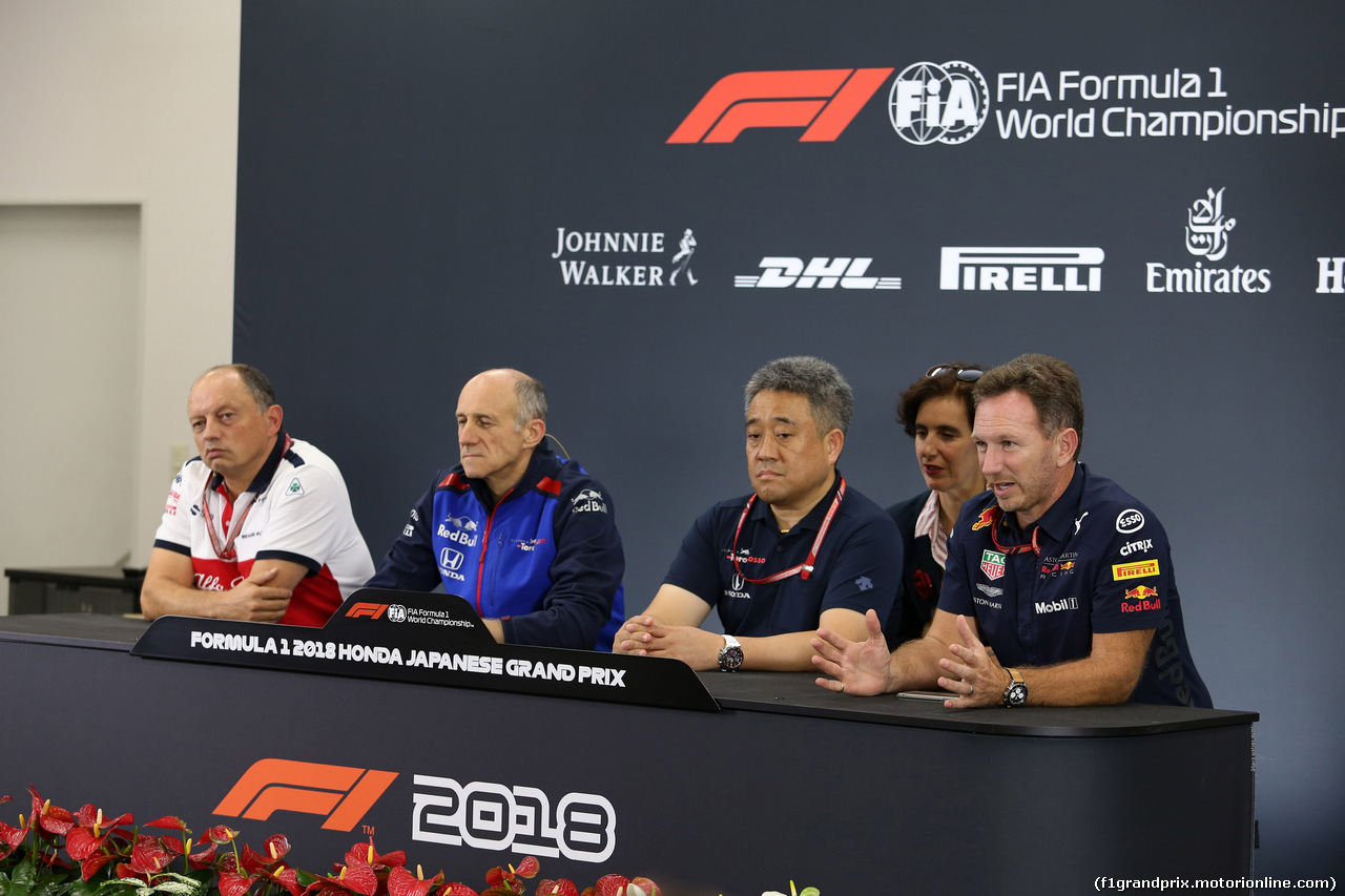 GP GIAPPONE, 05.10.2018 - Conferenza Stampa, Frederic Vasseur (FRA) Sauber Team Principal, Franz Tost, Scuderia Toro Rosso, Team Principal, Masashi Yamamoto (JAP) Honda e Christian Horner (GBR), Red Bull Racing, Sporting Director