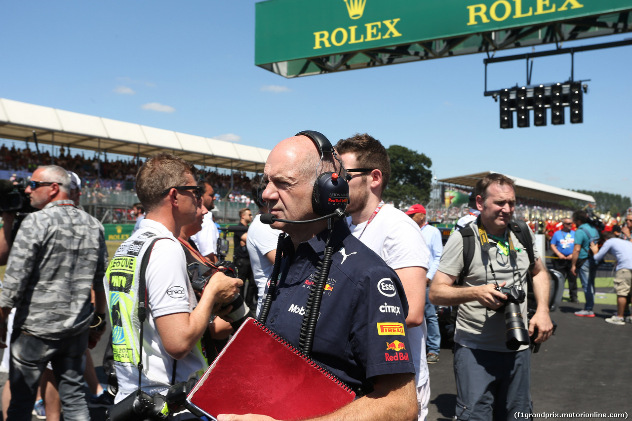 GP GRAN BRETAGNA, 08.07.2018- Gara, partenzaing grid: Adrian Newey (GBR), Red Bull Racing Technical Operations Directo