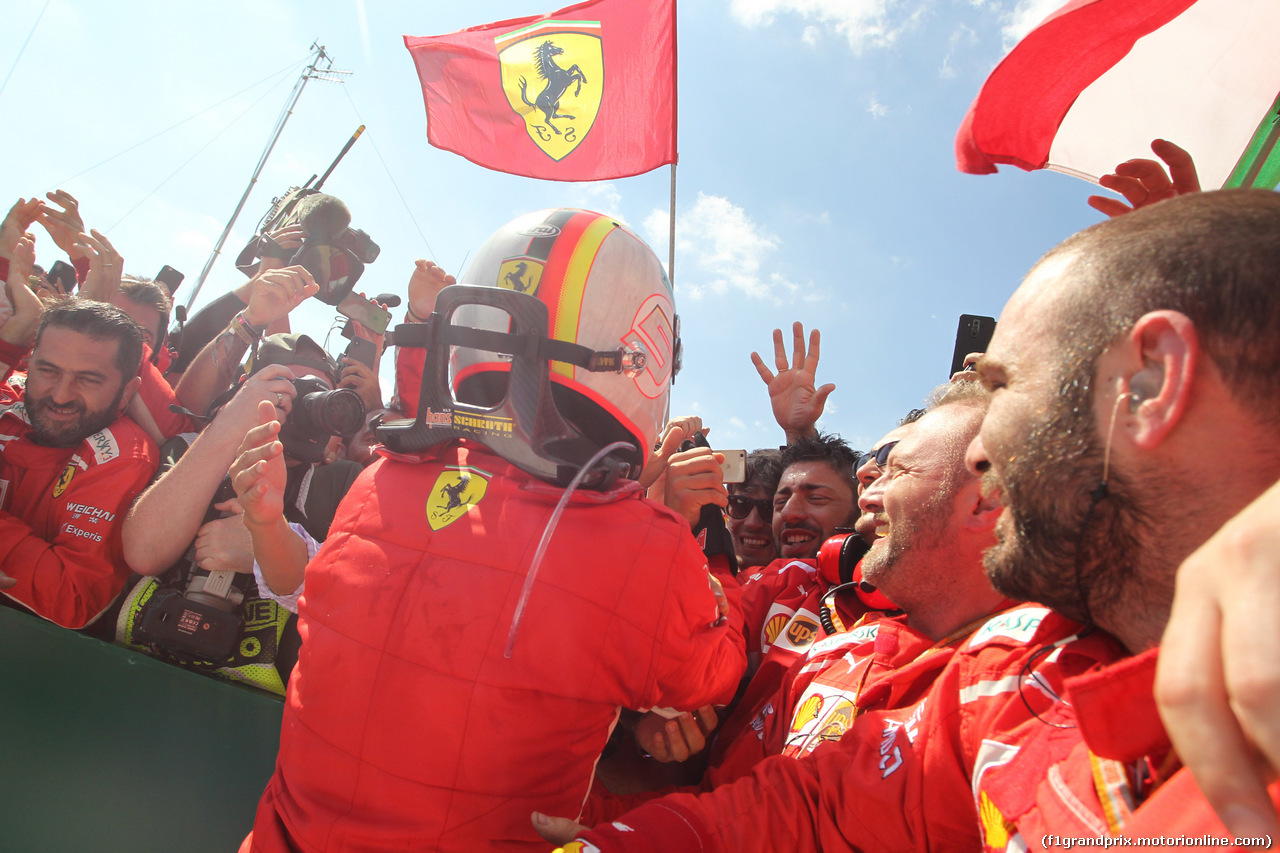 GP GRAN BRETAGNA, 08.07.2018- Festeggiamenti in parc fermee, winner Sebastian Vettel (GER) Ferrari SF71H