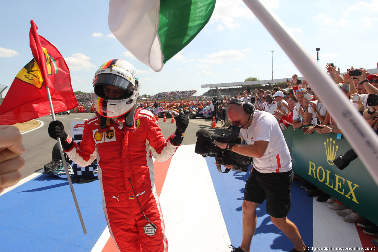GP GRAN BRETAGNA, 08.07.2018- Festeggiamenti in parc fermee, winner Sebastian Vettel (GER) Ferrari SF71H