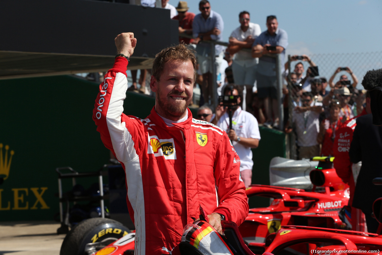 GP GRAN BRETAGNA, 08.07.2018- Festeggiamenti in parc fermee, winner Sebastian Vettel (GER) Ferrari SF71H