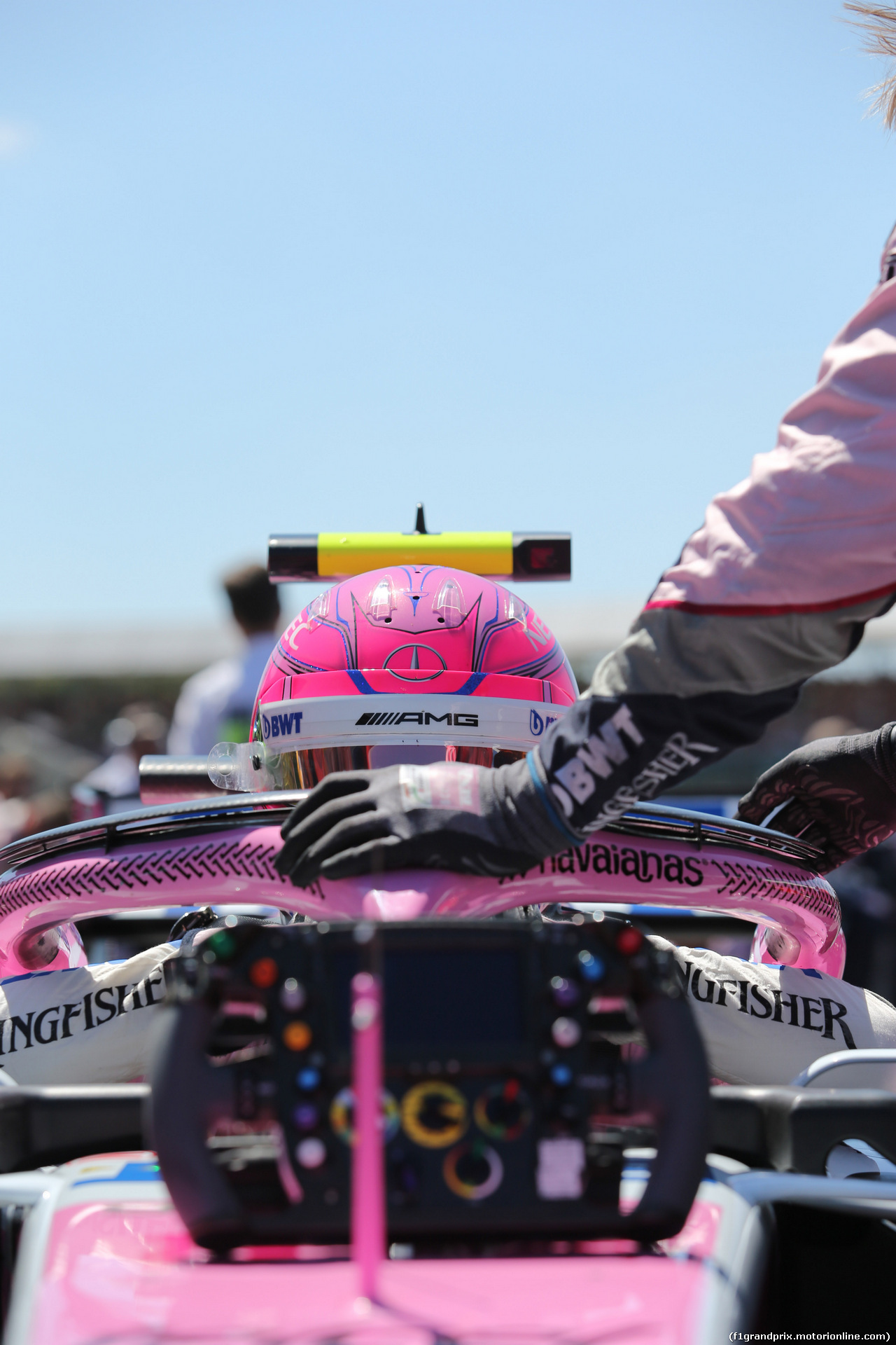 GP GRAN BRETAGNA, 08.07.2018- partenzaing grid,  Esteban Ocon (FRA) Sahara Force India F1 VJM11