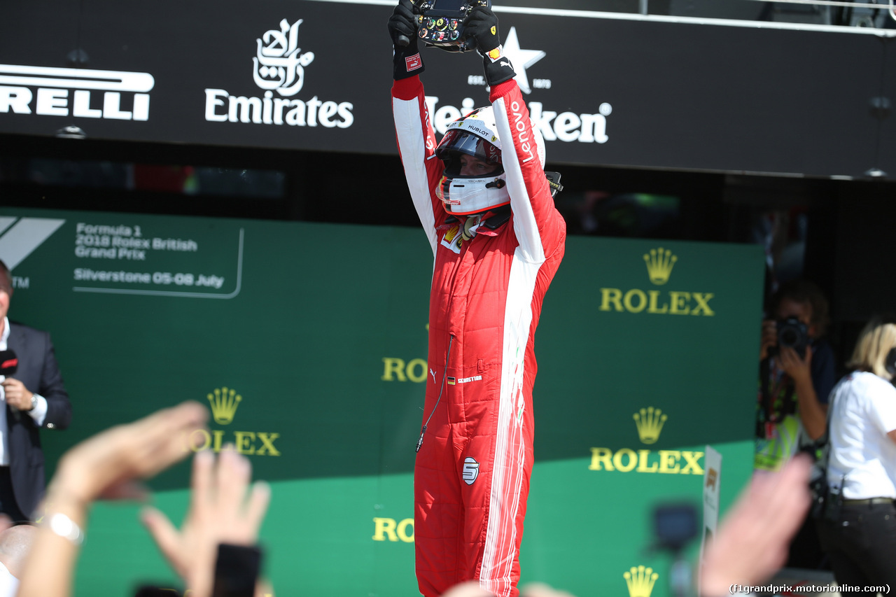 GP GRAN BRETAGNA, 08.07.2018- Festeggiamenti in parc fermee, Sebastian Vettel (GER) Ferrari SF71H