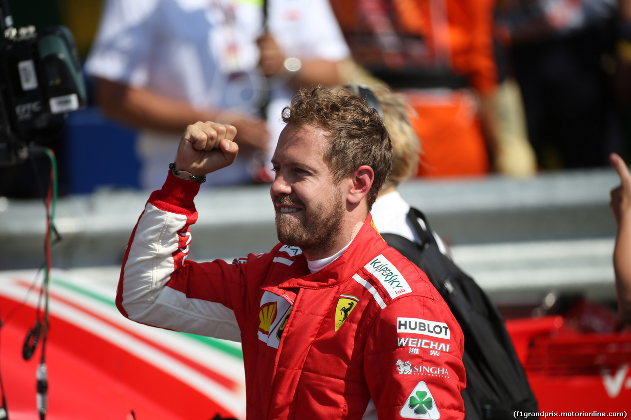 GP GRAN BRETAGNA, 08.07.2018- Festeggiamenti in parc fermee, Sebastian Vettel (GER) Ferrari SF71H