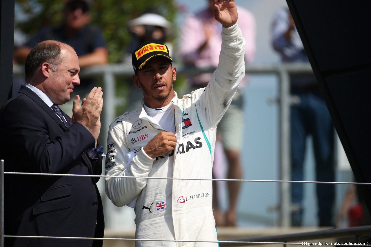 GP GRAN BRETAGNA, 08.07.2018- podium, 2nd place Lewis Hamilton (GBR) Mercedes AMG F1 W09