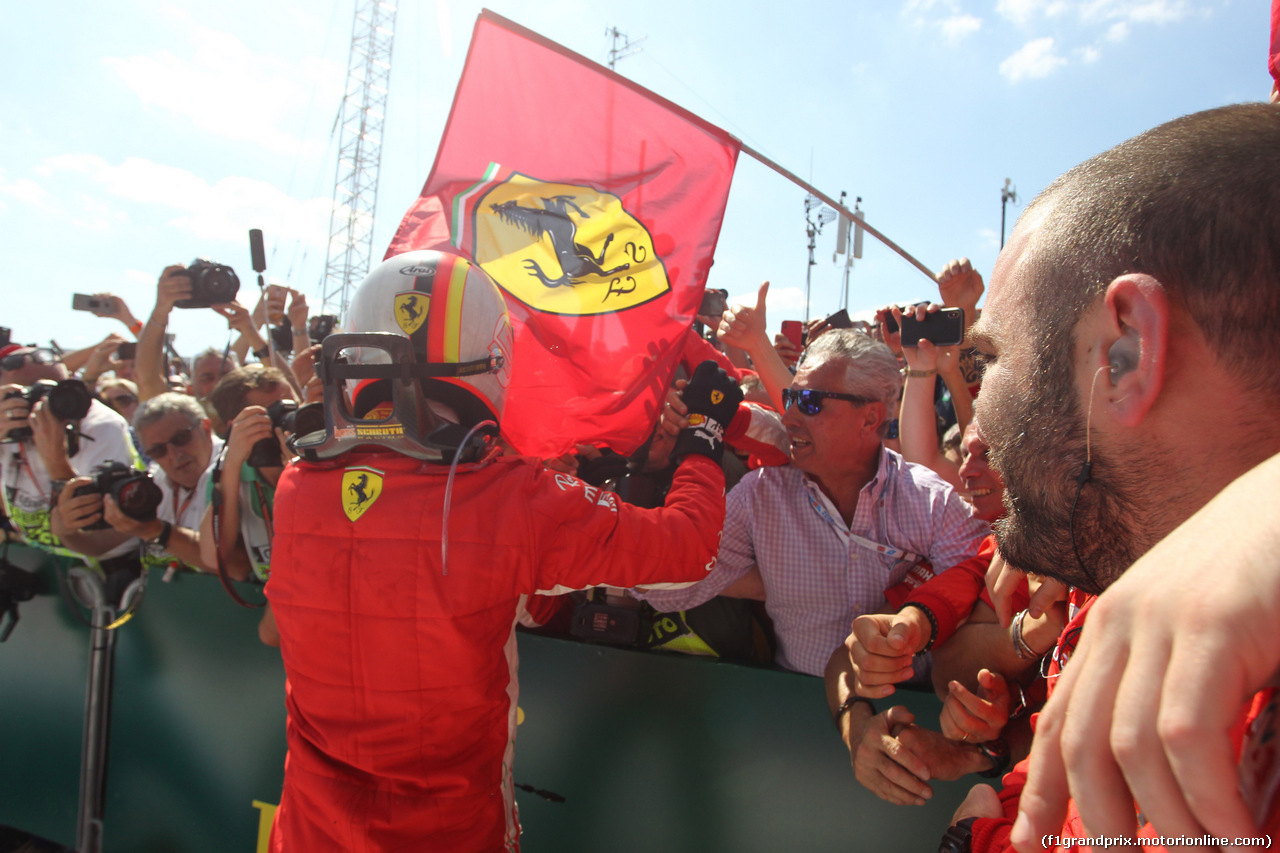 GP GRAN BRETAGNA, 08.07.2018- Festeggiamenti in parc fermee,  winner Sebastian Vettel (GER) Ferrari SF71H