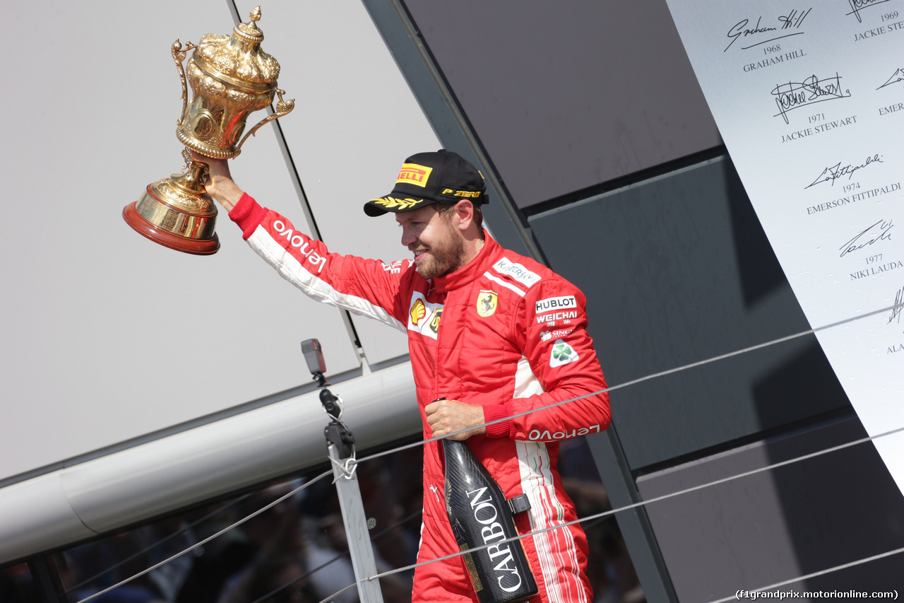 GP GRAN BRETAGNA, 08.07.2018- Podium, winner Sebastian Vettel (GER) Ferrari SF71H