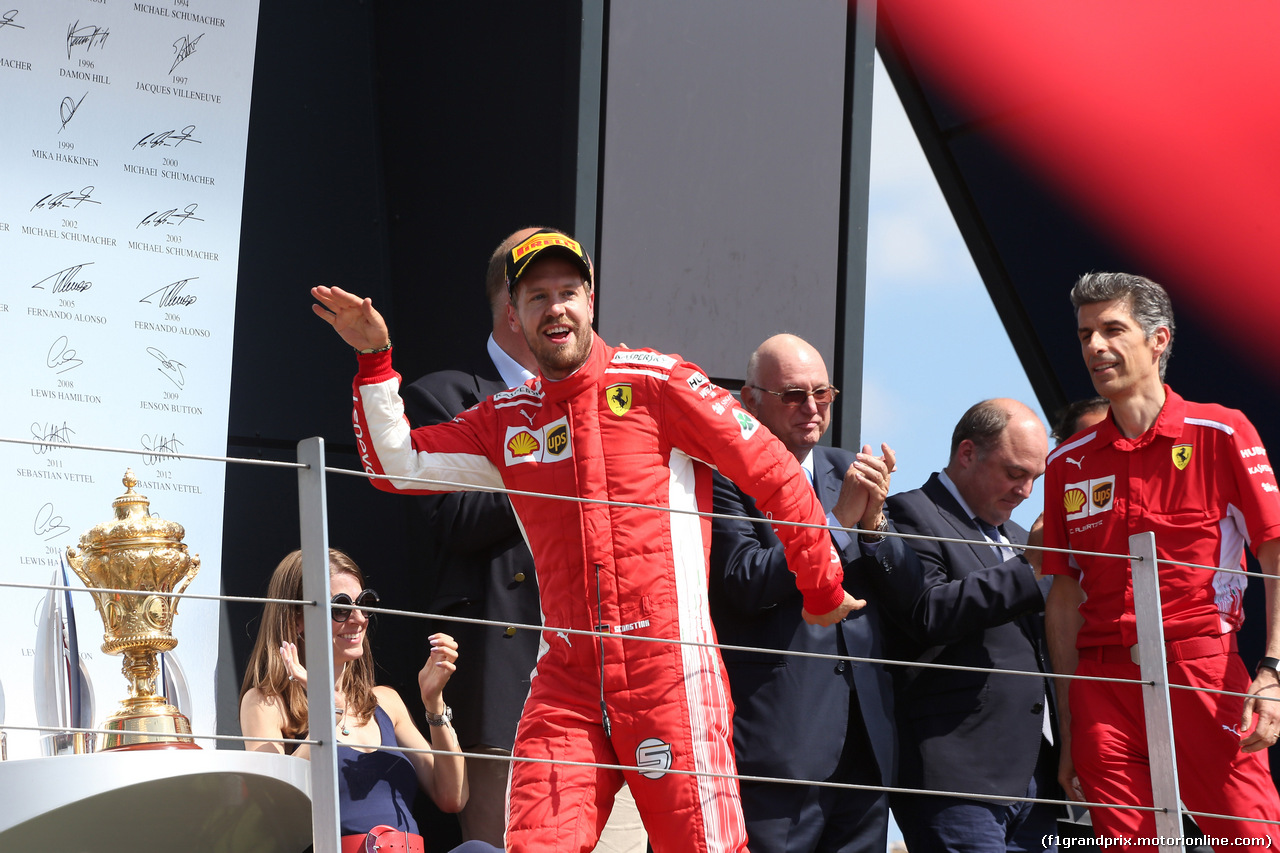 GP GRAN BRETAGNA, 08.07.2018- Podium, winner Sebastian Vettel (GER) Ferrari SF71H