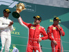 GP GRAN BRETAGNA, 08.07.2018- Podium, winner Sebastian Vettel (GER) Ferrari SF71H, 2nd Lewis Hamilton (GBR) Mercedes AMG F1 W09 3rd Kimi Raikkonen (FIN) Ferrari SF71H