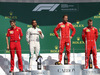 GP GRAN BRETAGNA, 08.07.2018- podium, Winner Sebastian Vettel (GER) Ferrari SF71H, 2nd place Lewis Hamilton (GBR) Mercedes AMG F1 W09 , 3rd place Kimi Raikkonen (FIN) Ferrari SF71H