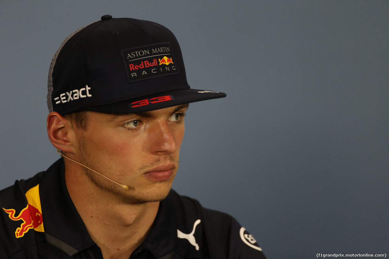 GP GRAN BRETAGNA, 05.07.2018- Giovedi' Official Fia press conference, Max Verstappen (NED) Red Bull Racing RB14