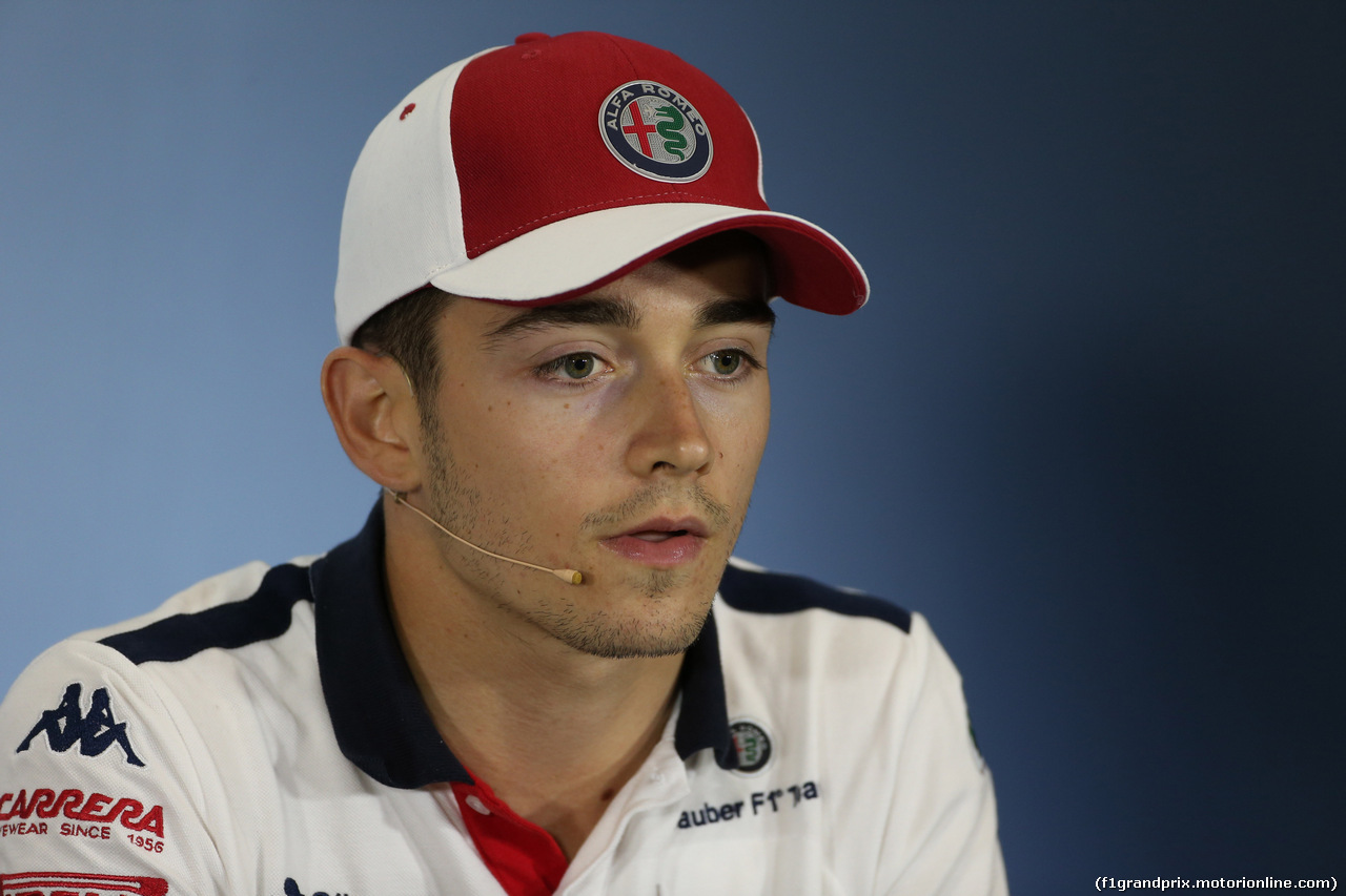 GP GRAN BRETAGNA, 05.07.2018- Giovedi' Official Fia press conference, Charles Leclerc (GER) Alfa Romeo Sauber C37