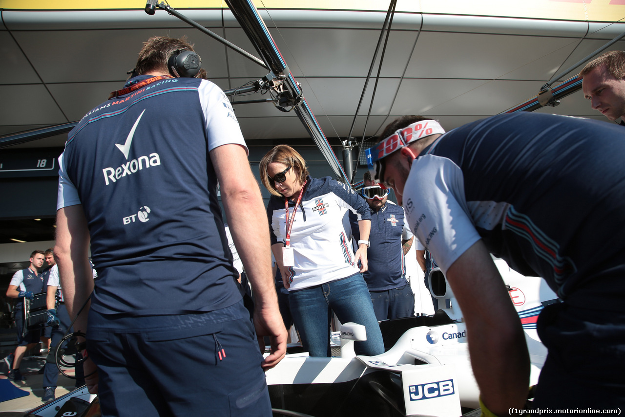 GP GRAN BRETAGNA, 05.07.2018- Claire Williams (GBR) Williams Deputy Team Principal inside Williams FW41