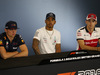 GP GRAN BRETAGNA, 05.07.2018- Giovedi' Official Fia press conference, L to R Max Verstappen (NED) Red Bull Racing RB14, Lewis Hamilton (GBR) Mercedes AMG F1 W09  e Charles Leclerc (GER) Alfa Romeo Sauber C37