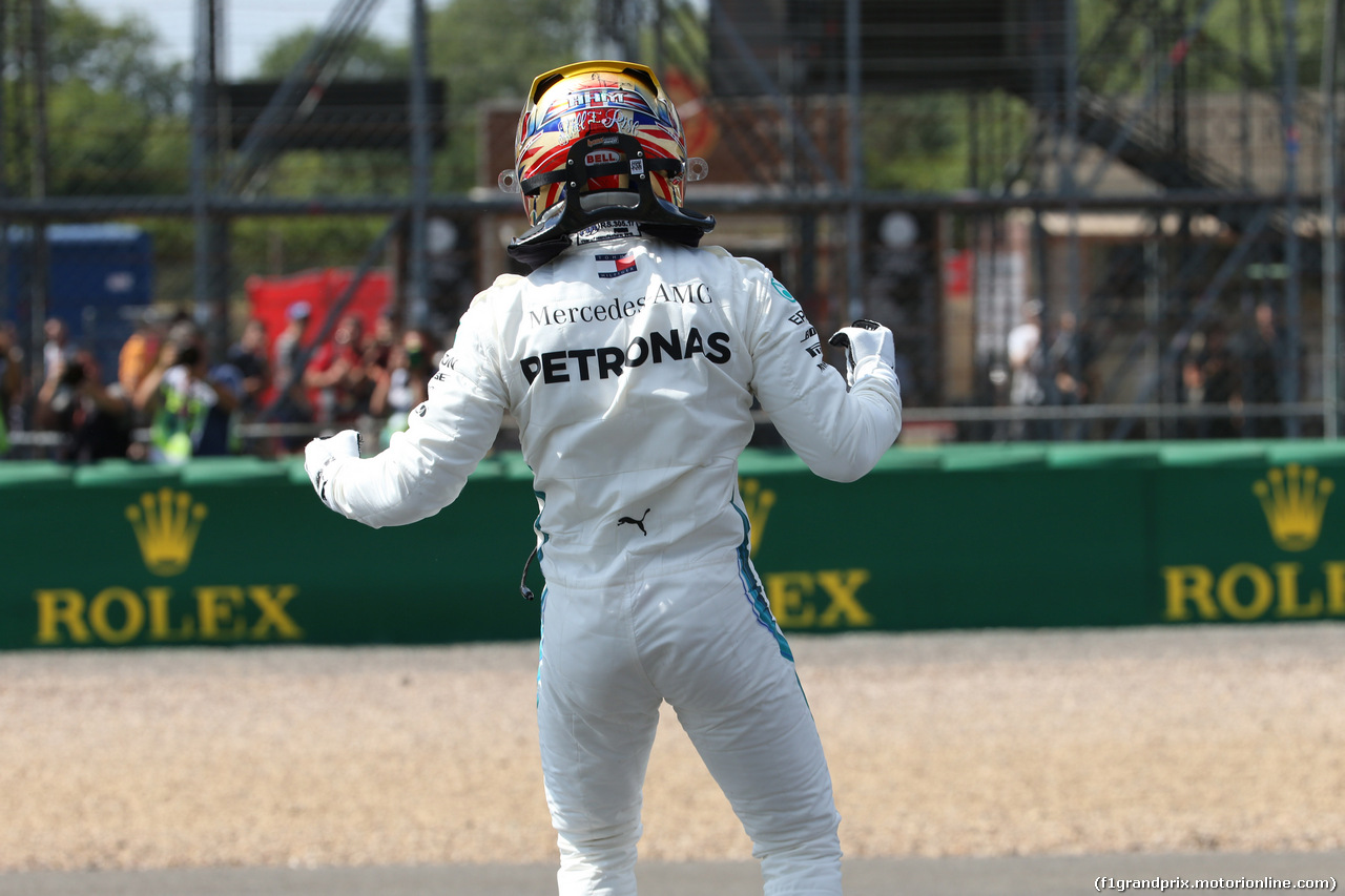 GP GRAN BRETAGNA, 07.07.2018- Qualifiche celebration, pole position Lewis Hamilton (GBR) Mercedes AMG F1 W09