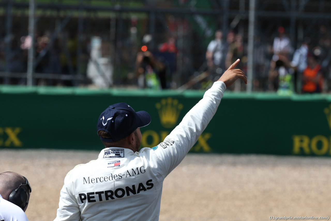 GP GRAN BRETAGNA, 07.07.2018- Qualifiche celebration, pole position Lewis Hamilton (GBR) Mercedes AMG F1 W09