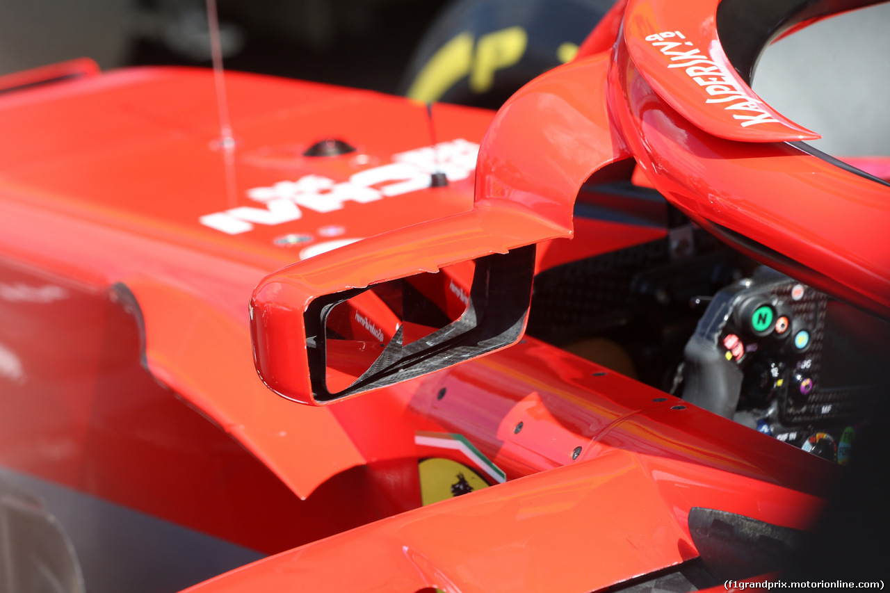 GP GRAN BRETAGNA, 07.07.2018- Qualifiche, Ferrari SF71H: detail of the double mirror