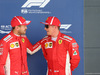 GP GRAN BRETAGNA, 07.07.2018- Qualifiche celebration, Sebastian Vettel (GER) Ferrari SF71H e Kimi Raikkonen (FIN) Ferrari SF71H