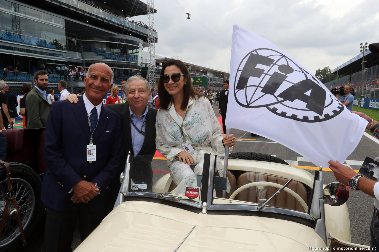 GP ITALIA, 02.09.2018 - Drivers parade, Dr. Angelo Sticchi Damiani (ITA) Aci Csai President, Jean Todt (FRA), President FIA e Michelle Yeoh, wife of Jean Todt (FRA)