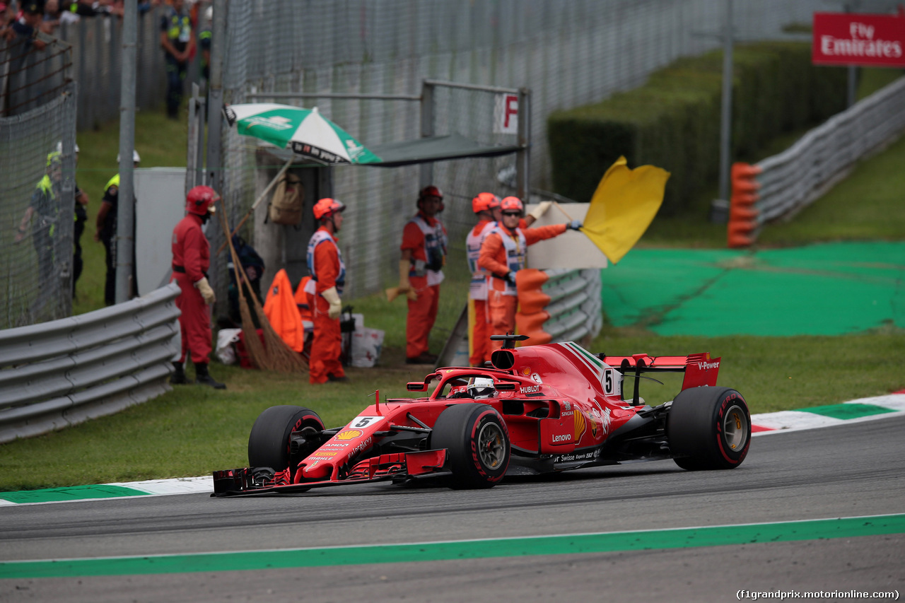 GP ITALIA, 02.09.2018 - Gara, Sebastian Vettel (GER) Ferrari SF71H with a winh front broken