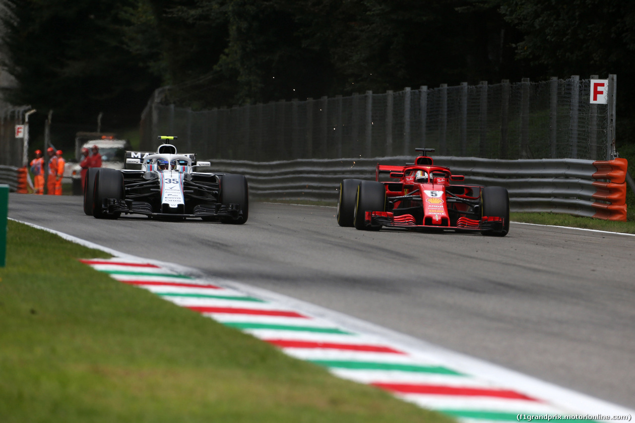 GP ITALIA, 02.09.2018 - Gara, Sergey Sirotkin (RUS) Williams FW41 e Sebastian Vettel (GER) Ferrari SF71H