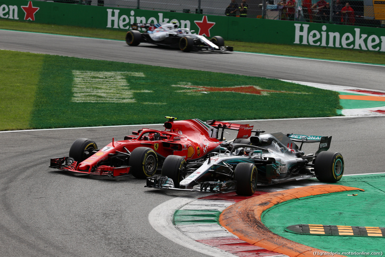 GP ITALIA, 02.09.2018 - Gara, Kimi Raikkonen (FIN) Ferrari SF71H e Lewis Hamilton (GBR) Mercedes AMG F1 W09