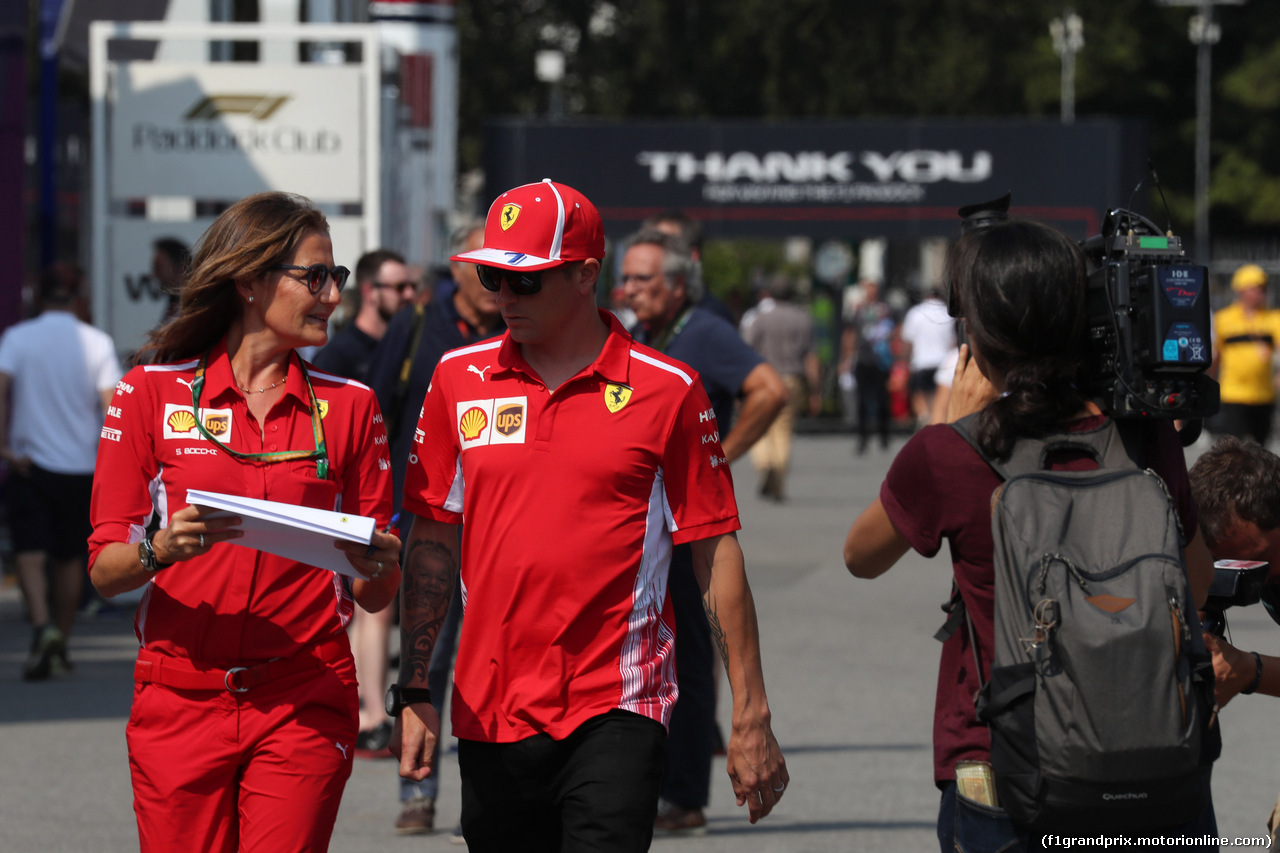 GP ITALIA, 30.08.2018 - Stefania Boccoli (ITA) Ferrari PR Officer e Kimi Raikkonen (FIN) Ferrari SF71H