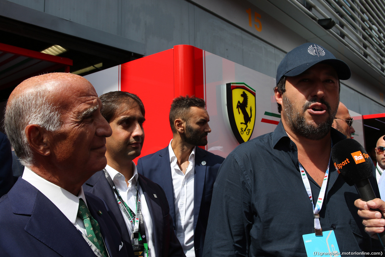GP ITALIA, 01.09.2018 - Prove Libere 3, Dr. Angelo Sticchi Damiani (ITA) Aci Csai President e Matteo Salvini (ITA) Deputy Prime Minister of Italy And Minister of the Interior