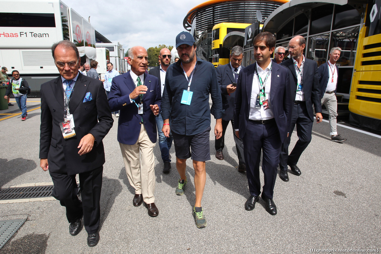GP ITALIA, 01.09.2018 - Prove Libere 3, Dr. Angelo Sticchi Damiani (ITA) Aci Csai President e Matteo Salvini (ITA) Deputy Prime Minister of Italy And Minister of the Interior