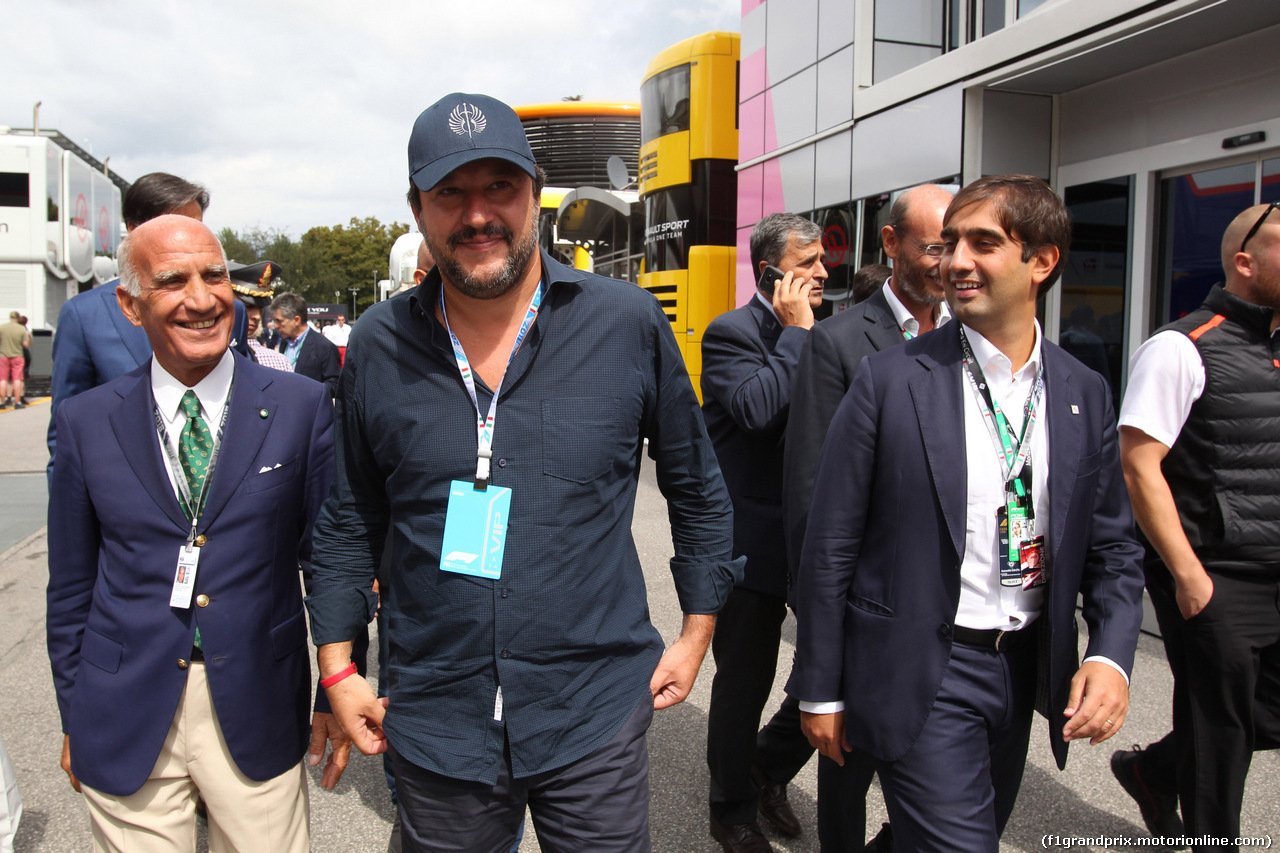 GP ITALIA, 01.09.2018 - Prove Libere 3, Dr. Angelo Sticchi Damiani (ITA) Aci Csai President e Matteo Salvini (ITA) Deputy Prime Minister of Italy And Minister of the Interior