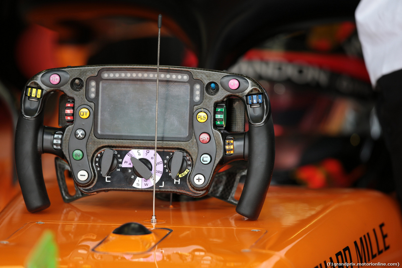 GP ITALIA, 01.09.2018 - Prove Libere 3, The steering wheel of Stoffel Vandoorne (BEL) McLaren MCL33