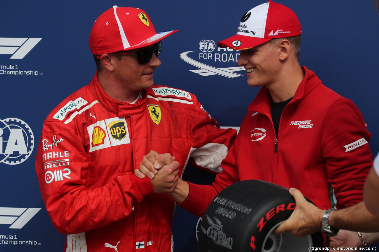 GP ITALIA, 01.09.2018 - Qualifiche, Kimi Raikkonen (FIN) Ferrari SF71H pole position with Miki Schumacher (GER)