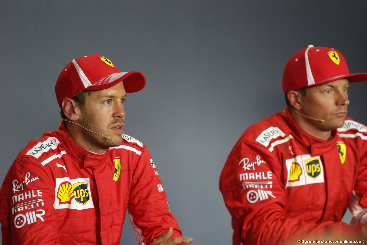 GP ITALIA, 01.09.2018 - Qualifiche, Conferenza Stampa, Sebastian Vettel (GER) Ferrari SF71H e Kimi Raikkonen (FIN) Ferrari SF71H
