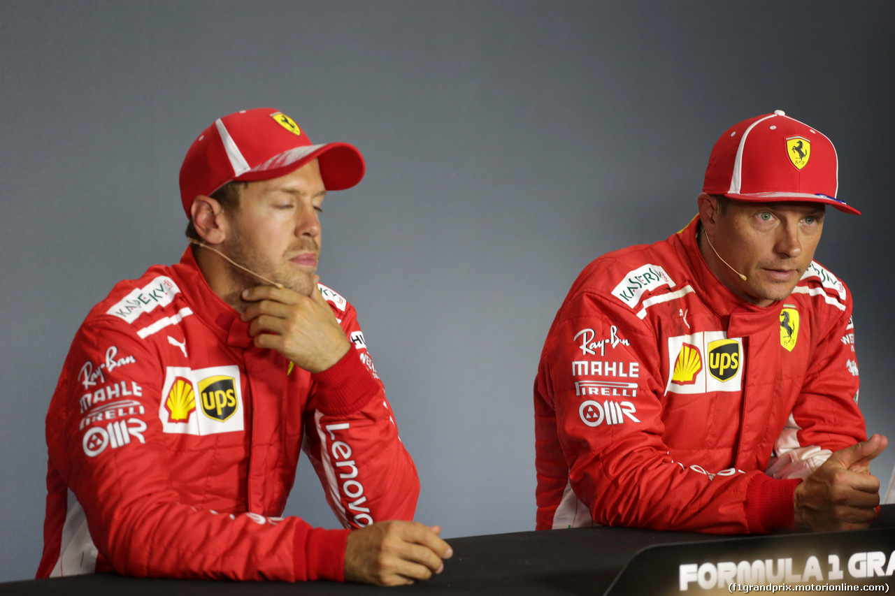 GP ITALIA, 01.09.2018 - Qualifiche, Conferenza Stampa, Sebastian Vettel (GER) Ferrari SF71H e Kimi Raikkonen (FIN) Ferrari SF71H