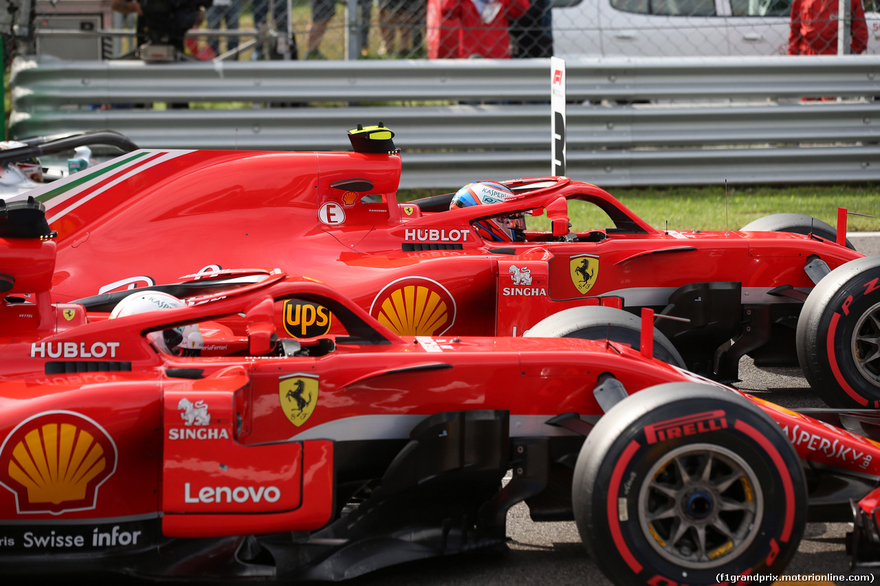 GP ITALIA, 01.09.2018 - Qualifiche, 2nd place Sebastian Vettel (GER) Ferrari SF71H e Kimi Raikkonen (FIN) Ferrari SF71H pole position