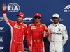 GP ITALIA, 01.09.2018 - Qualifiche, 2nd place Sebastian Vettel (GER) Ferrari SF71H, Kimi Raikkonen (FIN) Ferrari SF71H e 3rd place Lewis Hamilton (GBR) Mercedes AMG F1 W09