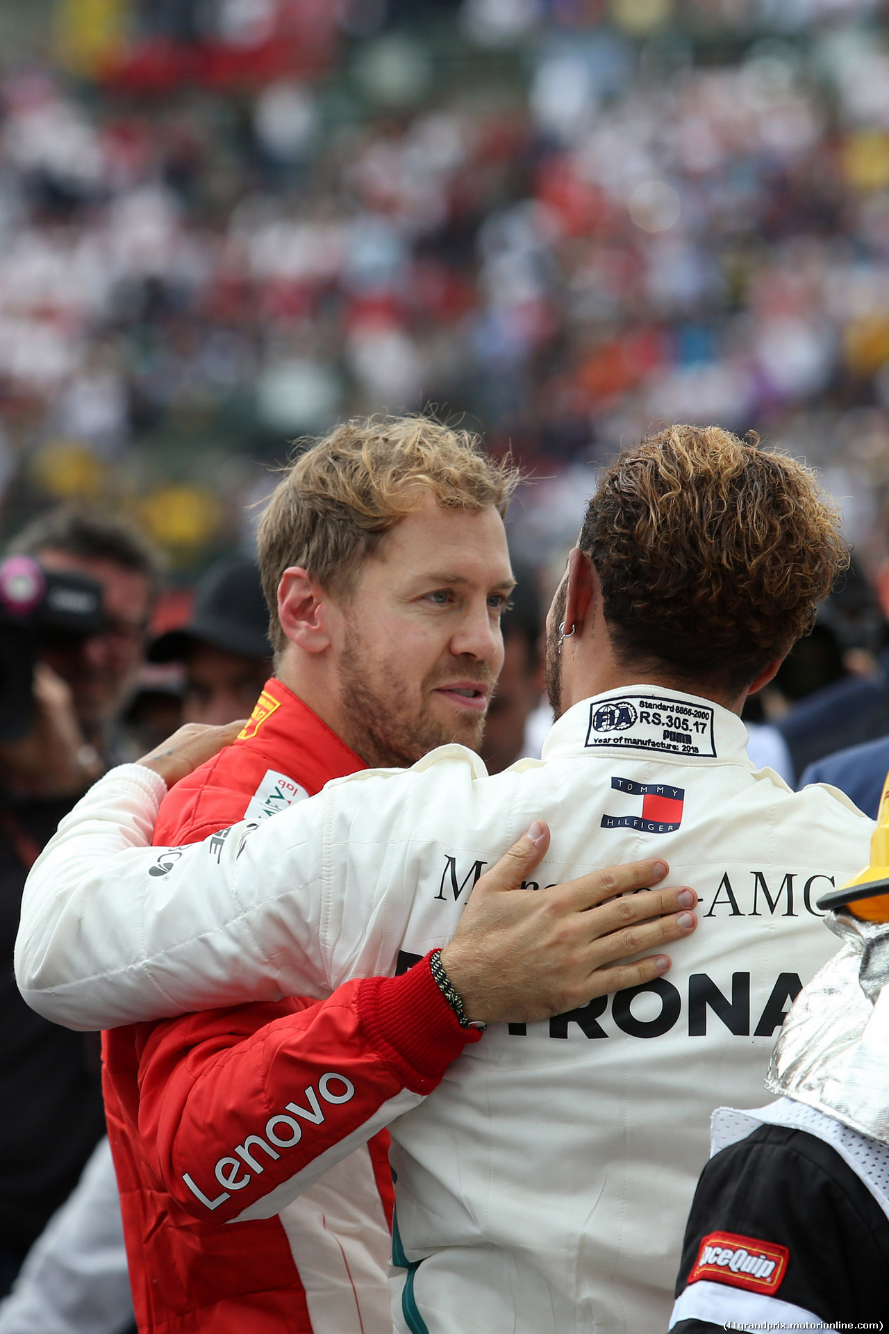 GP MESSICO, 28.10.2018 - Gara, Lewis Hamilton (GBR) Mercedes AMG F1 W09, F1 2018 champion with Sebastian Vettel (GER) Ferrari SF71H