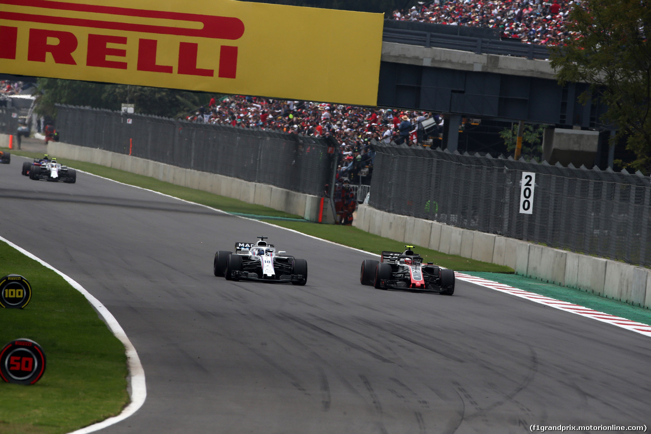 GP MESSICO, 28.10.2018 - Gara, Lance Stroll (CDN) Williams FW41 e Kevin Magnussen (DEN) Haas F1 Team VF-18